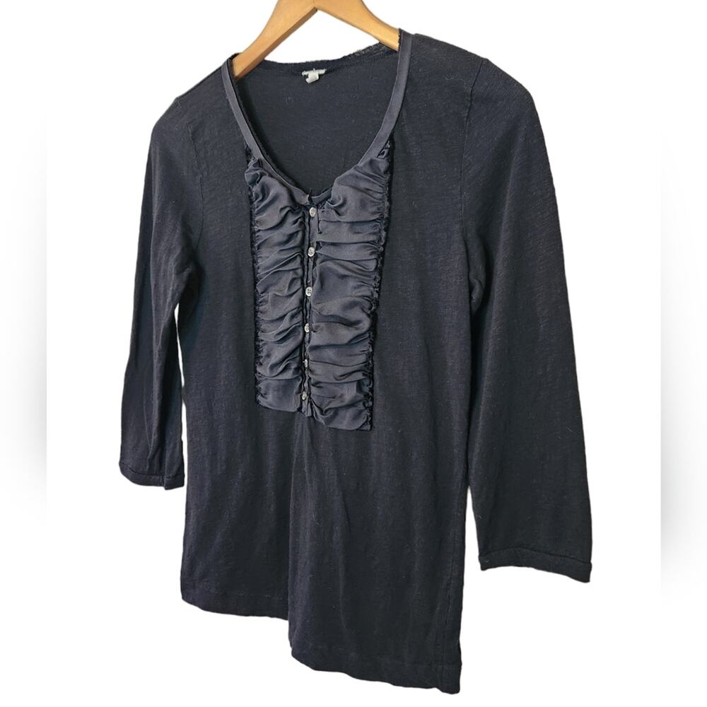 J. CREW Slub knit ruched bib Henley tee Medium